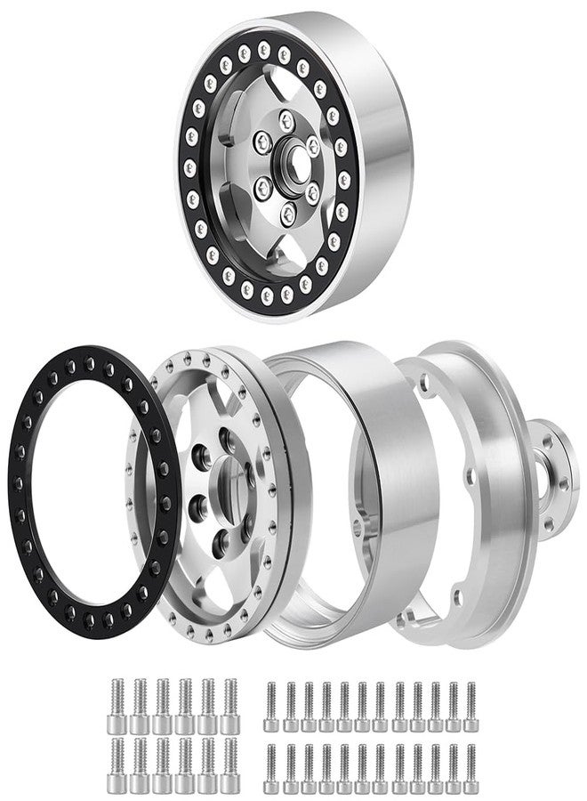 موهيرو مجموعة عجلات MOHERO CNC مقاس 1.9 بوصة بتقنية Beadlock، مكونة من 4 قطع، مناسبة لسيارات Axial SCX10 I II III و Wraith 90048 و TRX4 و Red-cat Gen7 Gen8 1/10th RC Crawler Cars، قطع غيار للترقية (رمادي) - Image 3
